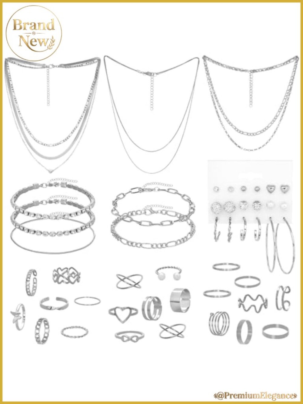 Jewelry Set for Women Layered Bracelets Ball Dangle Hoop Earrings Stackable